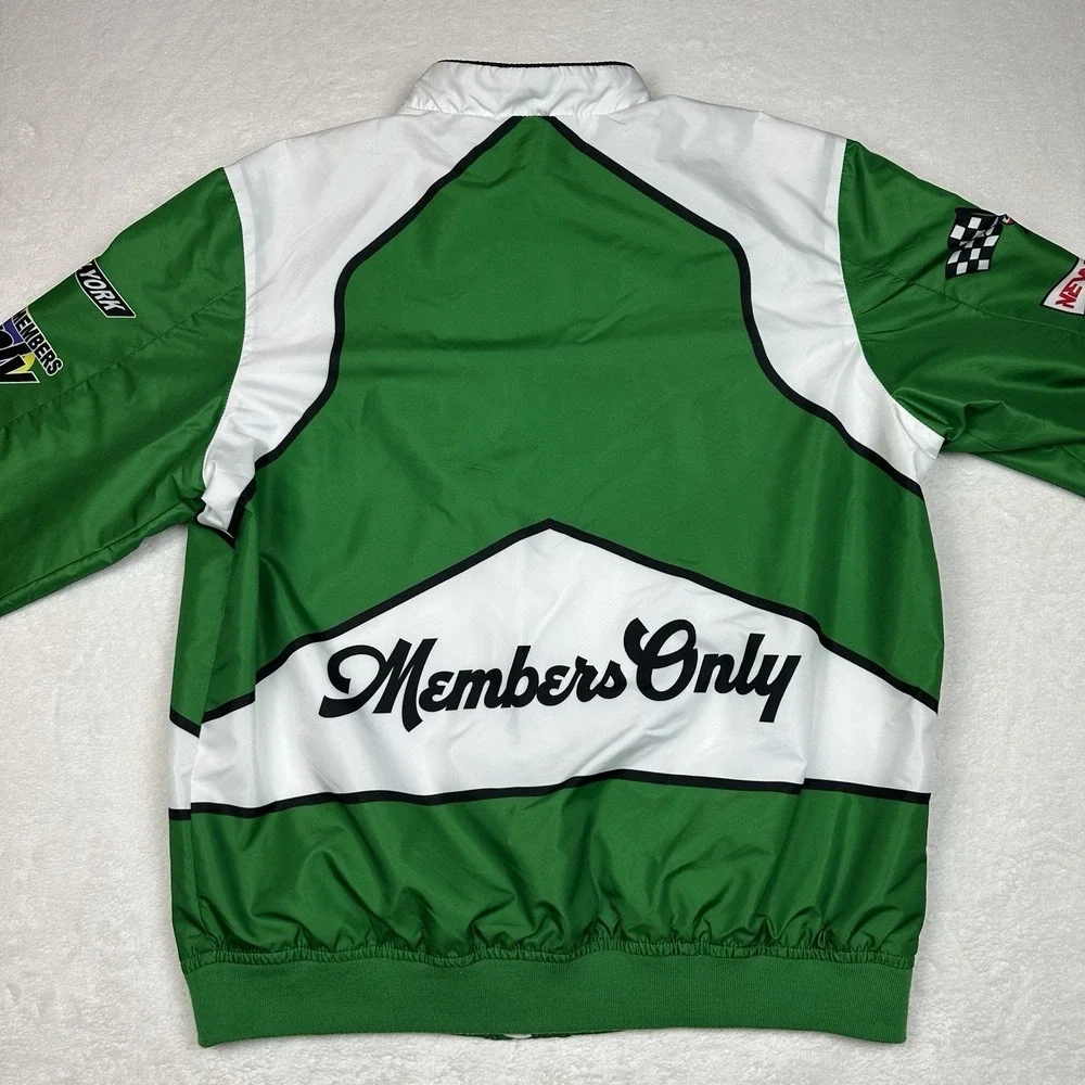 Members Only Sport Jacket Men's Large Green White MCMLXXV Racing Track Jacket - Picture 7 of 8